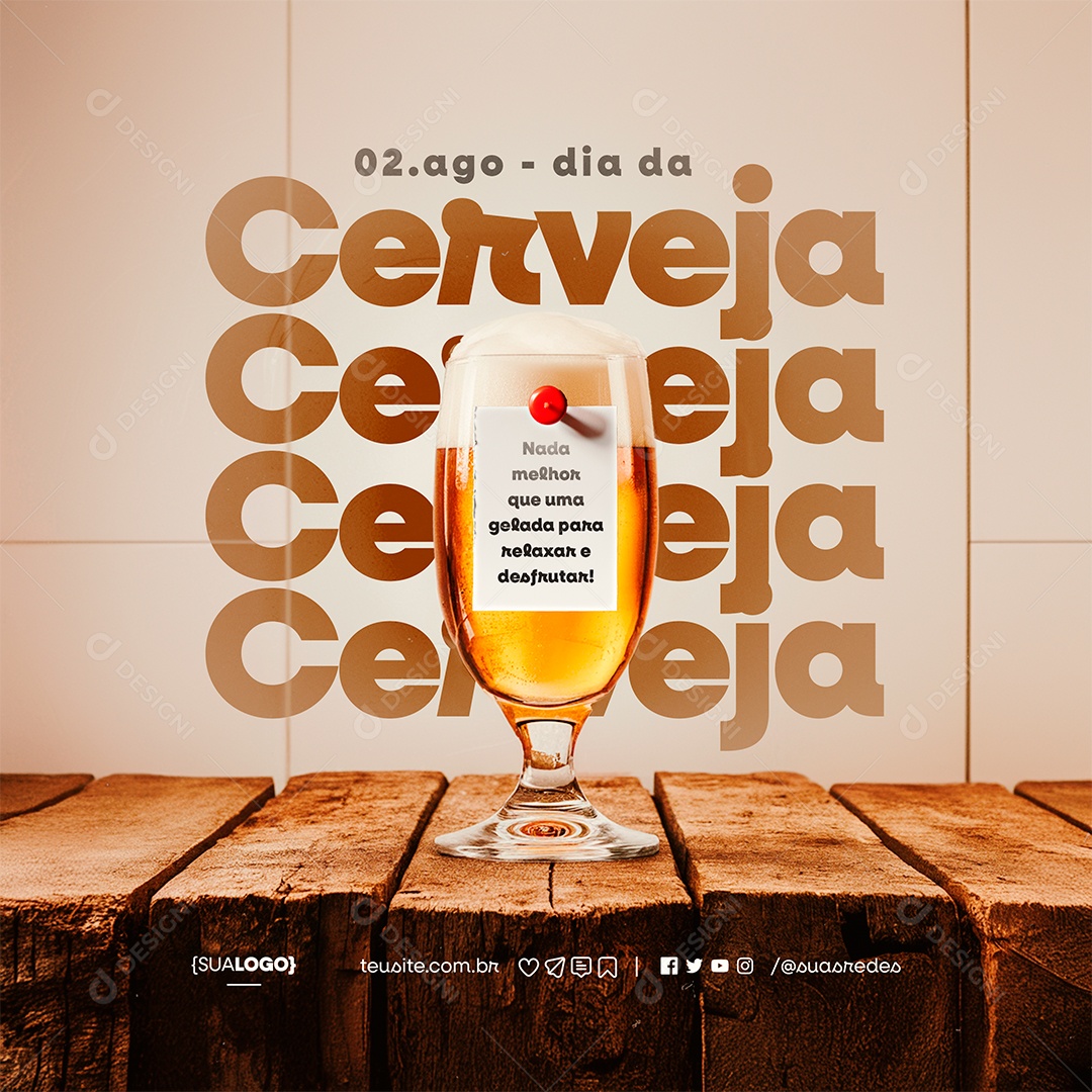 Dia Internacional da Cerveja 02 de Agosto Social Media PSD Editável