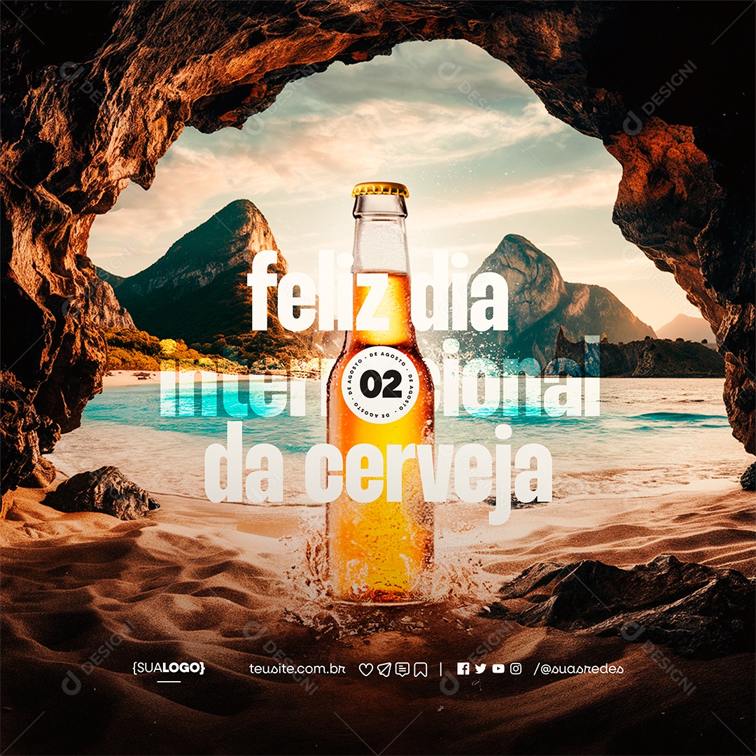 Social Media Feliz Dia Internacional da Cerveja 02 de Agosto PSD Editável