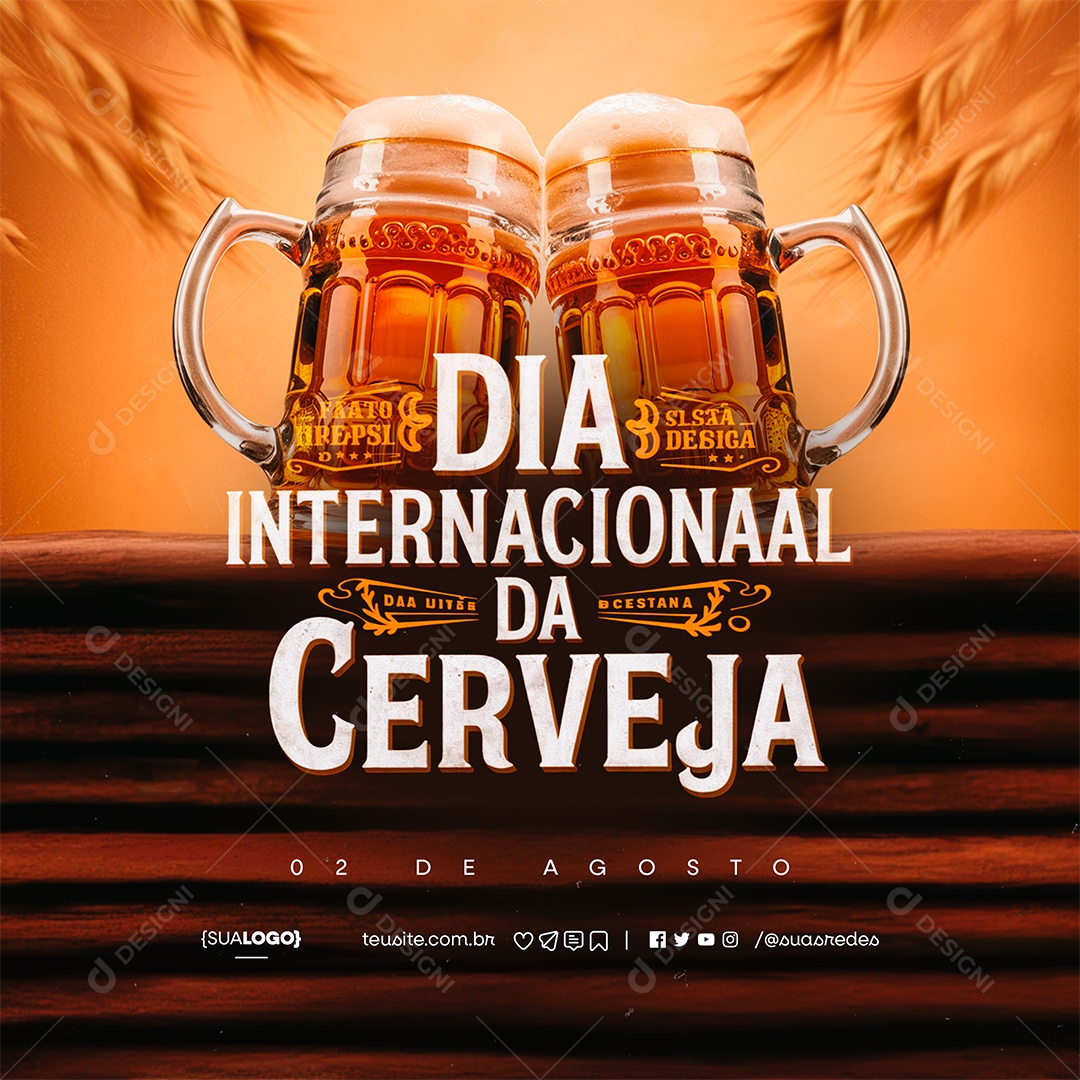 Dia Internacional da Cerveja 02 de Agosto Social Media PSD Editável