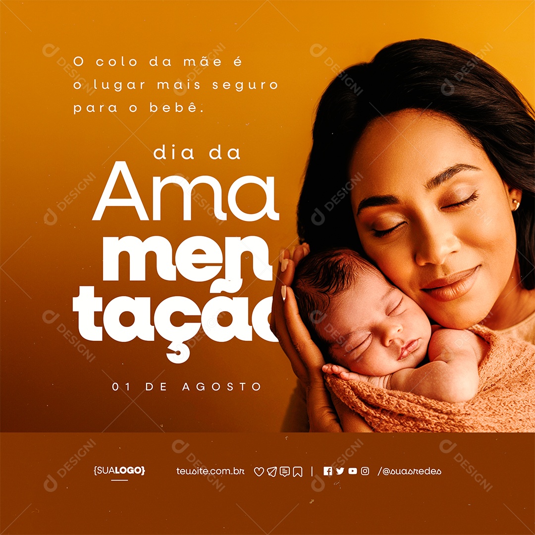 Dia Da Amamentação 1 de Agosto Social Media PSD Editável