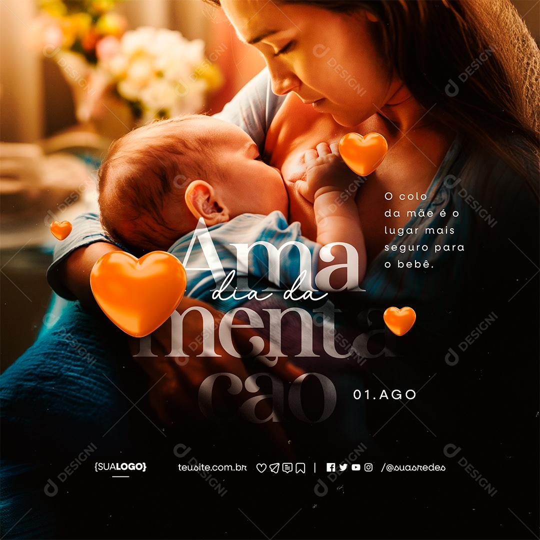 Dia Da Amamentação 1 de Agosto Social Media PSD Editável