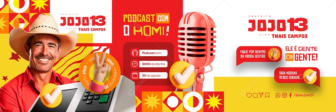 Carrossel Política Podcast Com o Homem Prefeito Jojo Social Media PSD Editável