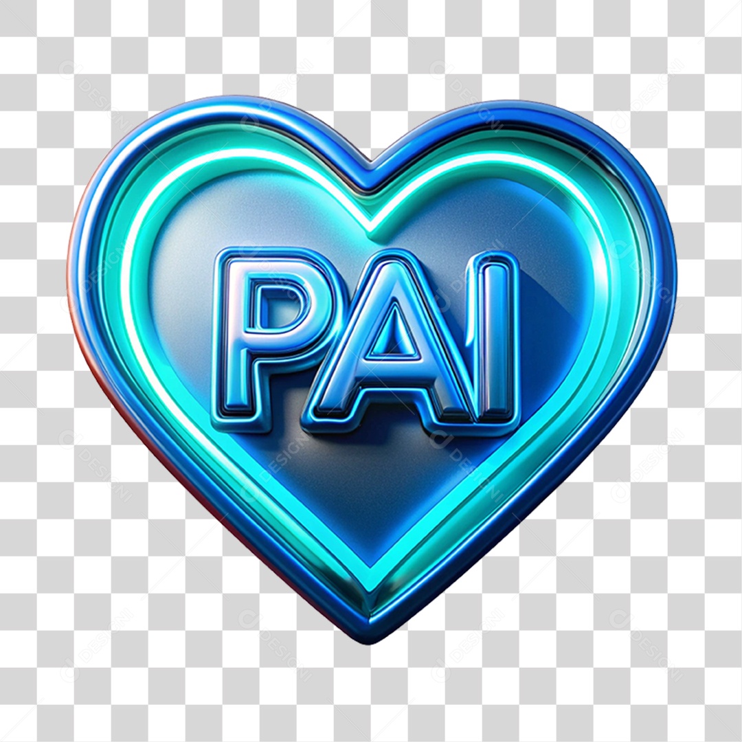 Selo 3D Pai Led Neon PNG Transparente