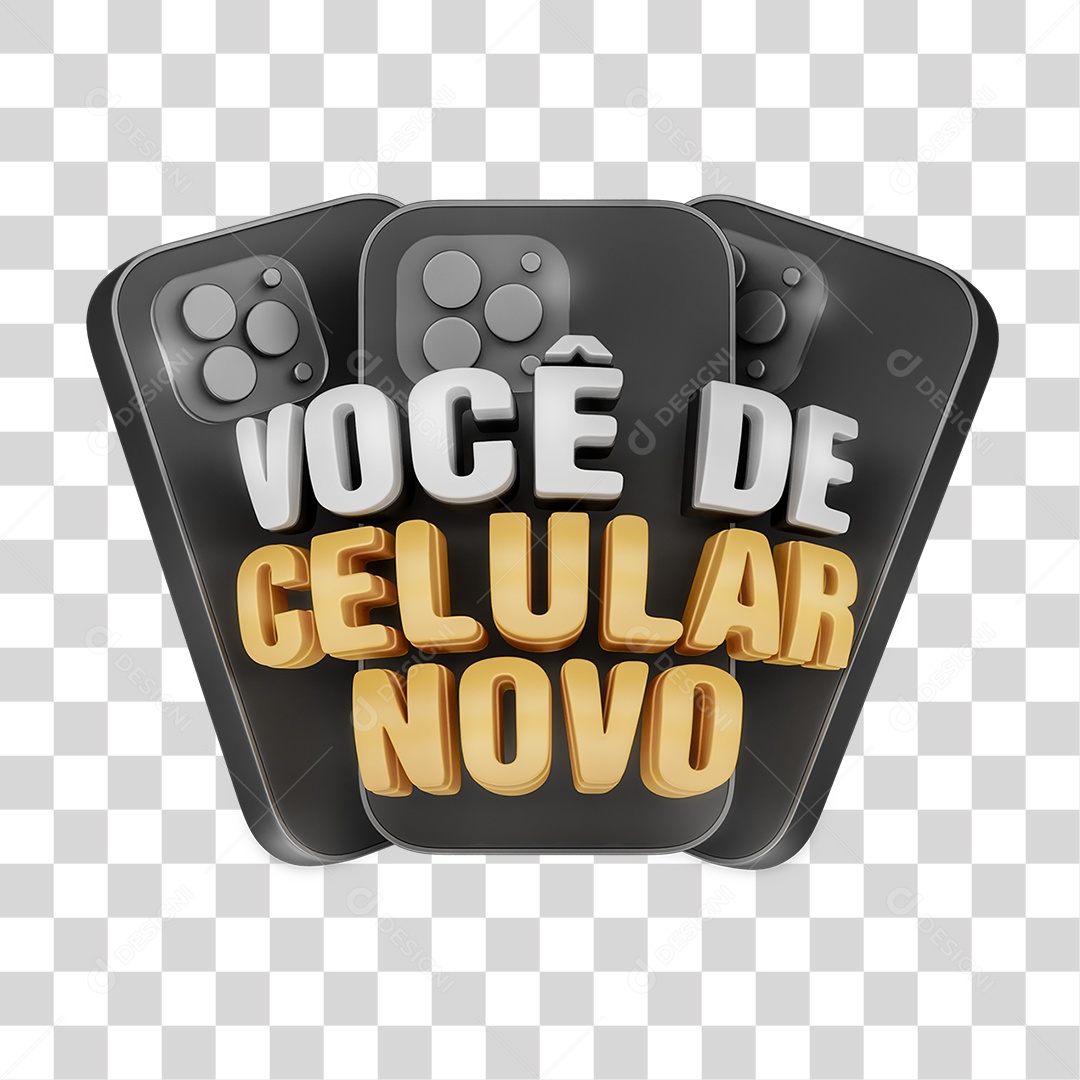 Selo 3D Você de Celular Novo PNG Transparente