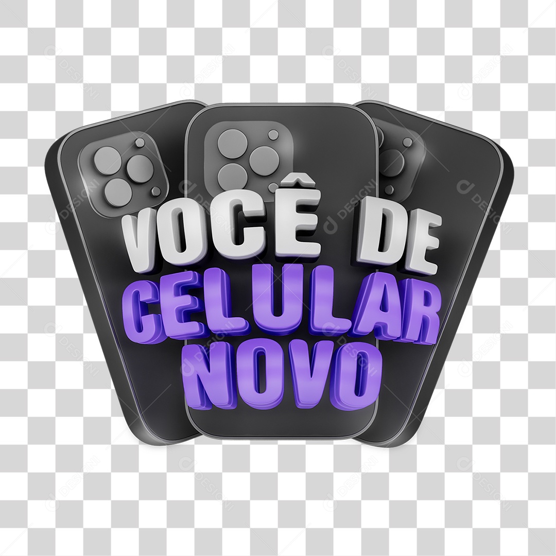 Selo 3D Você de Celular Novo PNG Transparente