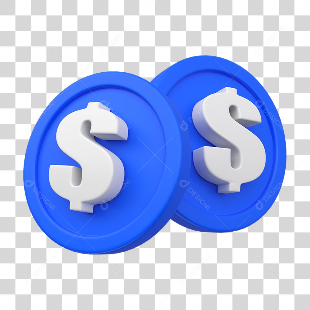 Elemento 3D Cifrão PNG Transparente