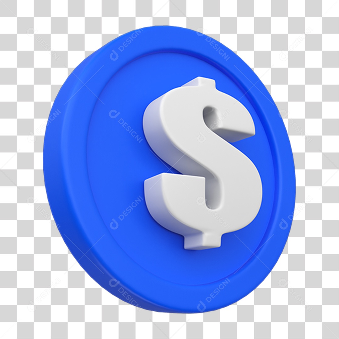 Elemento 3D Cifrão PNG Transparente