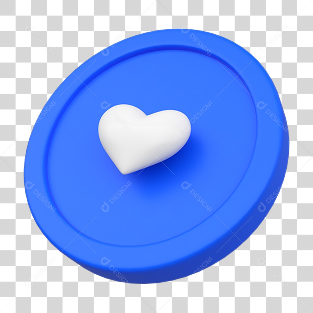 Elemento 3D Placa Redonda com Coração PNG Transparente