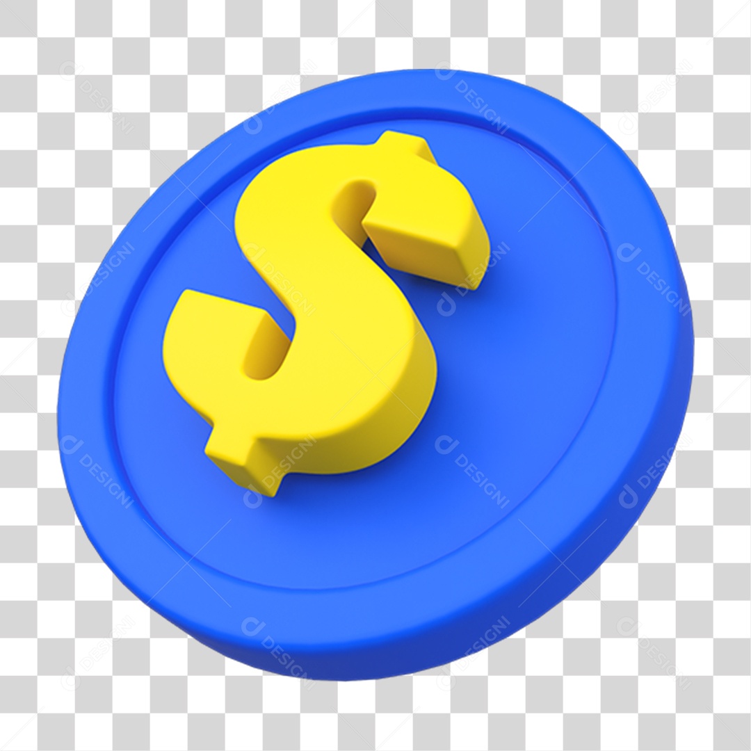 Elemento 3D Cifrão PNG Transparente