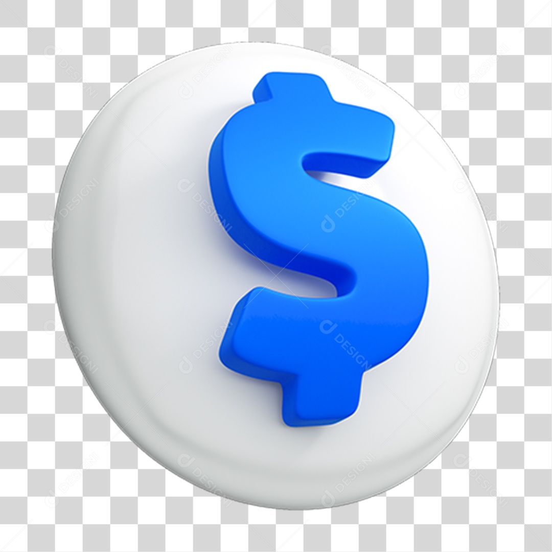 Elemento 3D Cifrão PNG Transparente