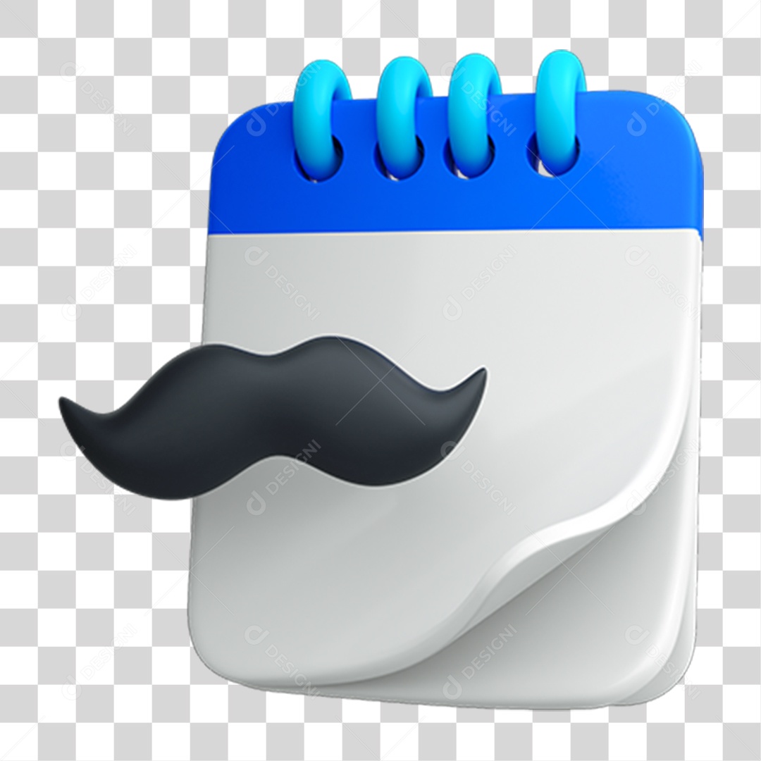 Elemento 3D Bigode Dia dos Pais Calendário PNG Transparente