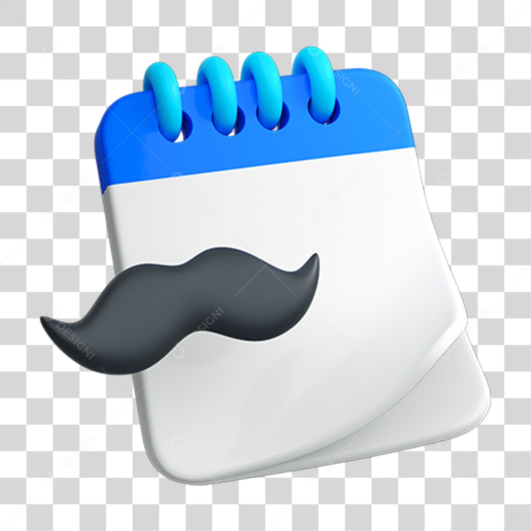Elemento 3D Bigode Dia dos Pais Calendário PNG Transparente
