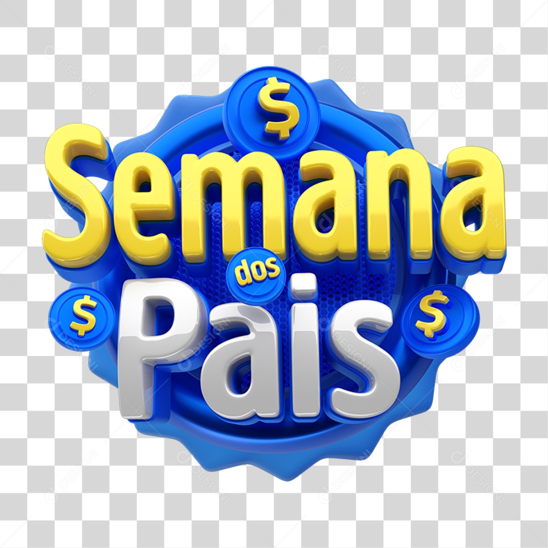 Selo 3D Semana dos Pais PNG Transparente