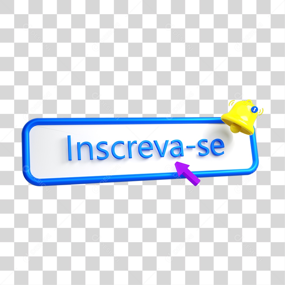 Selo 3D Inscreva-se PNG Transparente