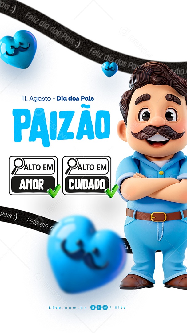 Story Dia Dos Pais 11 de Agosto Alto em Amor e Cuidado Social Media PSD Editável