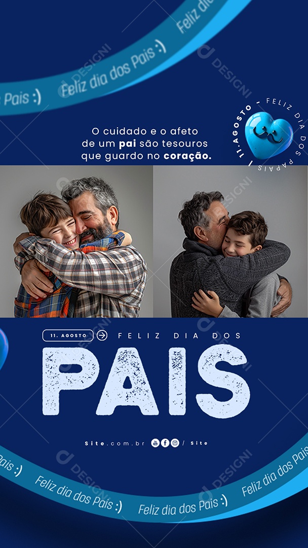 Story Dia Dos Pais 11 de Agosto Tesouro que Guardo no Coração Social Media PSD Editável