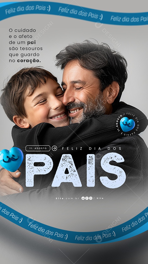 DiaStory  Dos Pais 11 de Agosto o Cuidado e o Afeto de um Pai são Tesouros Social Media PSD Editável