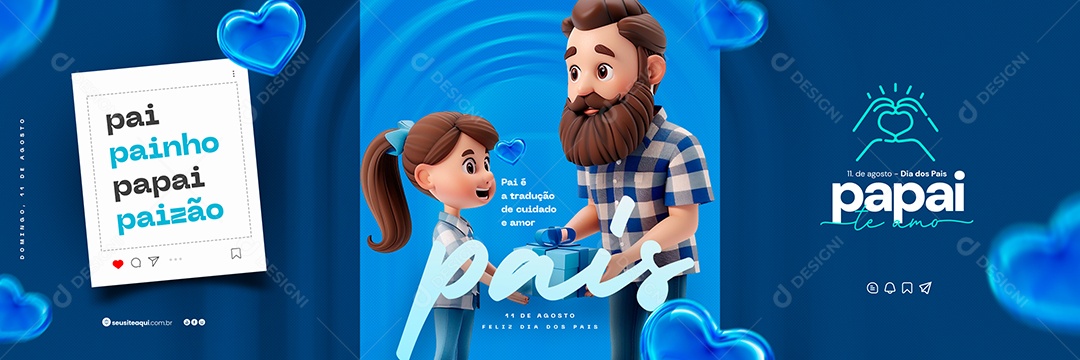 Carrossel Dia Dos Pais 11 de Agosto Pai é Tradução de Cuidado e Amor Social Media PSD Editável