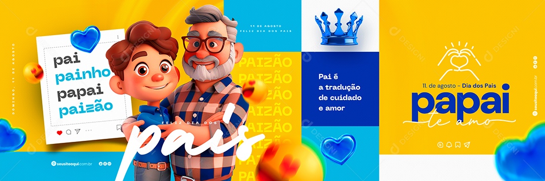 Carrossel Feliz Dia Dos Pais 11 de Agosto Pai Painho Papai Paizão Social Media PSD Editável