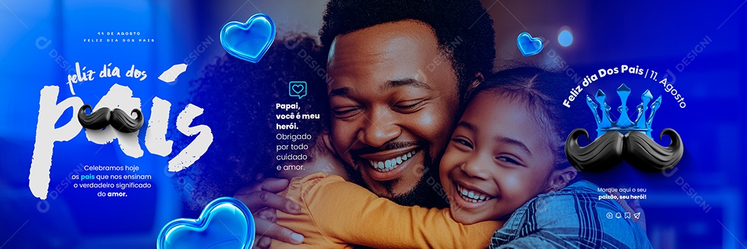 Carrossel Dia Dos Pais 11 de Agosto Papai Você é meu Herói Social Media PSD Editável