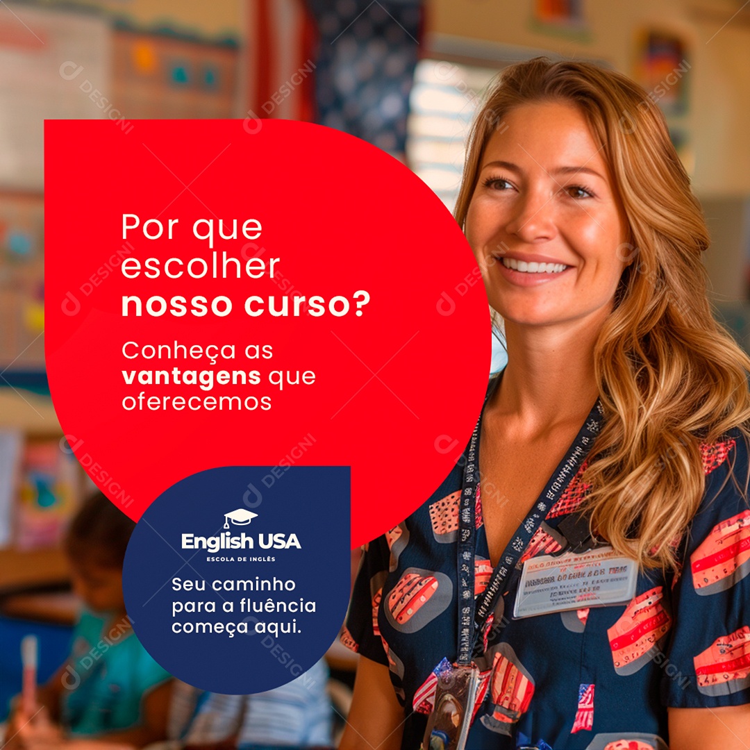 Escola de Inglês Porque Escolher Nosso Cursos Social Media PSD Estável