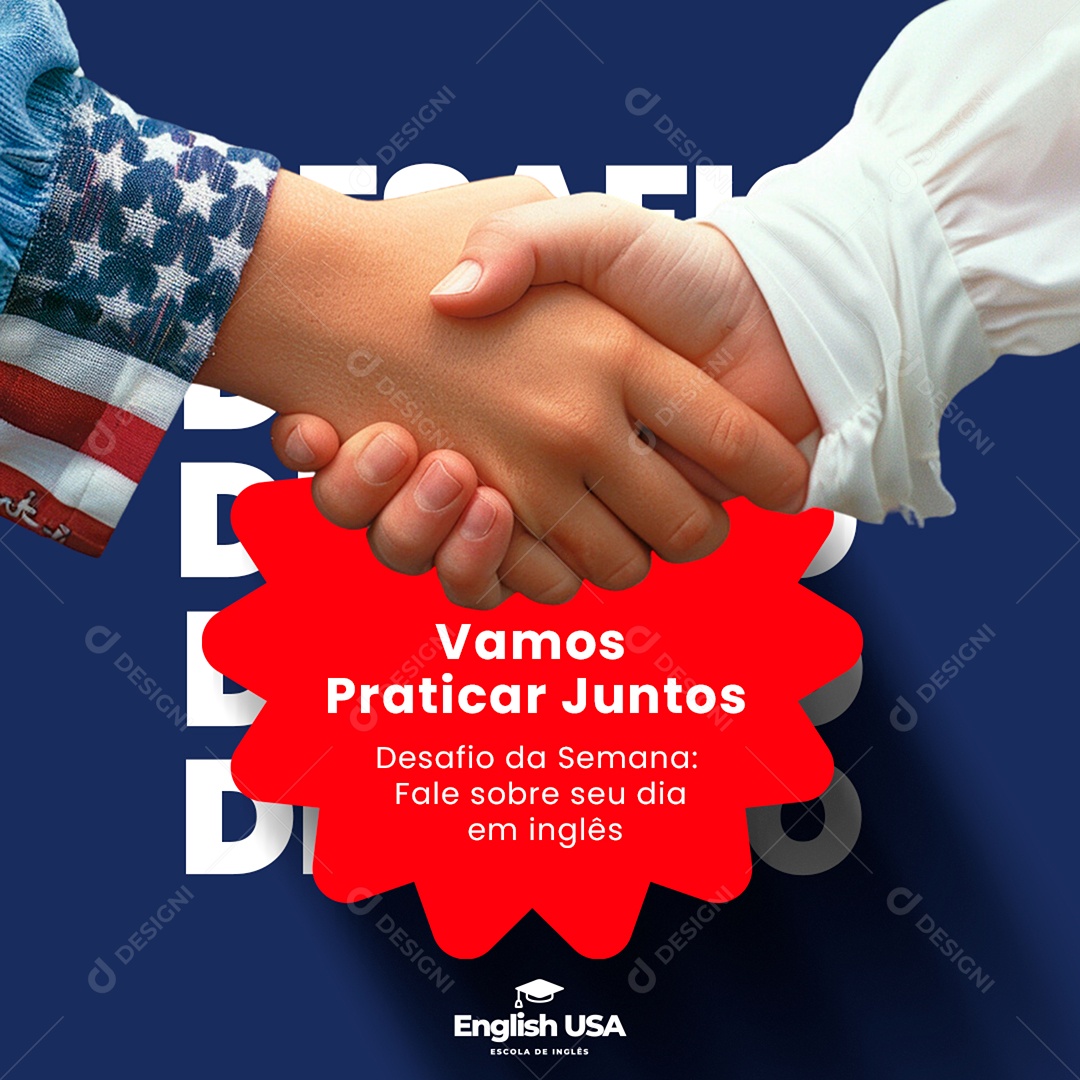 Escola de Inglês Vamos Praticar Juntos Social Media PSD Estável