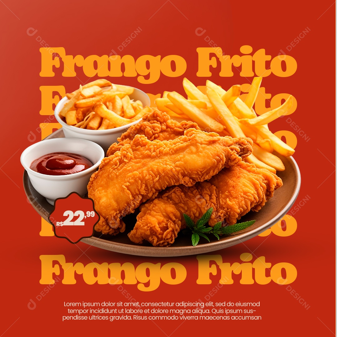 Promoção de Frango Frito Social Media PSD Editável