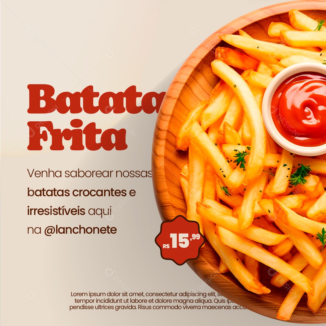 Promoção de Batata Frita Social Media PSD Editável