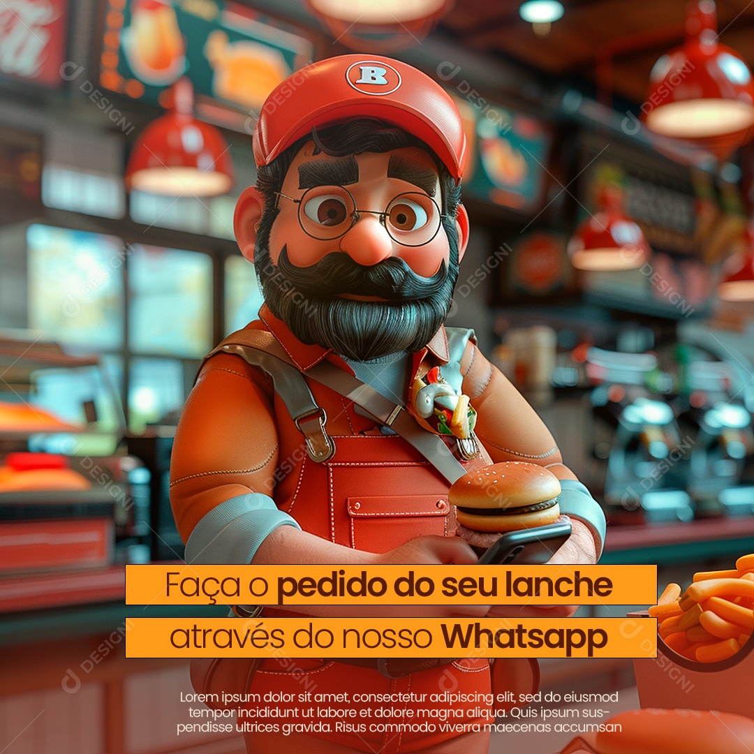 Faça o Pedido do seu Lanche Social Media PSD Editável