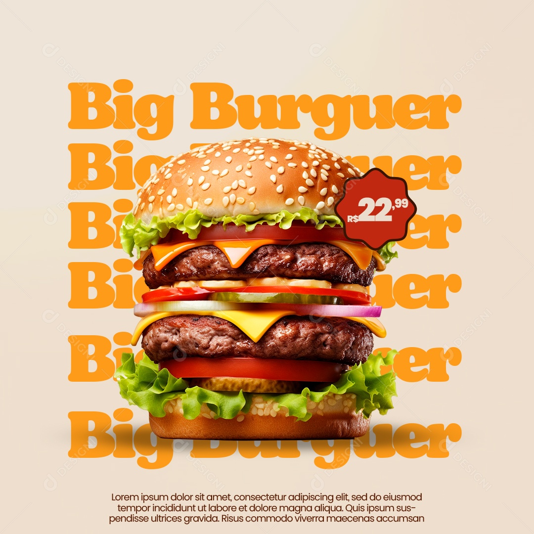 Promoção Big Burguer Social Media PSD Editável