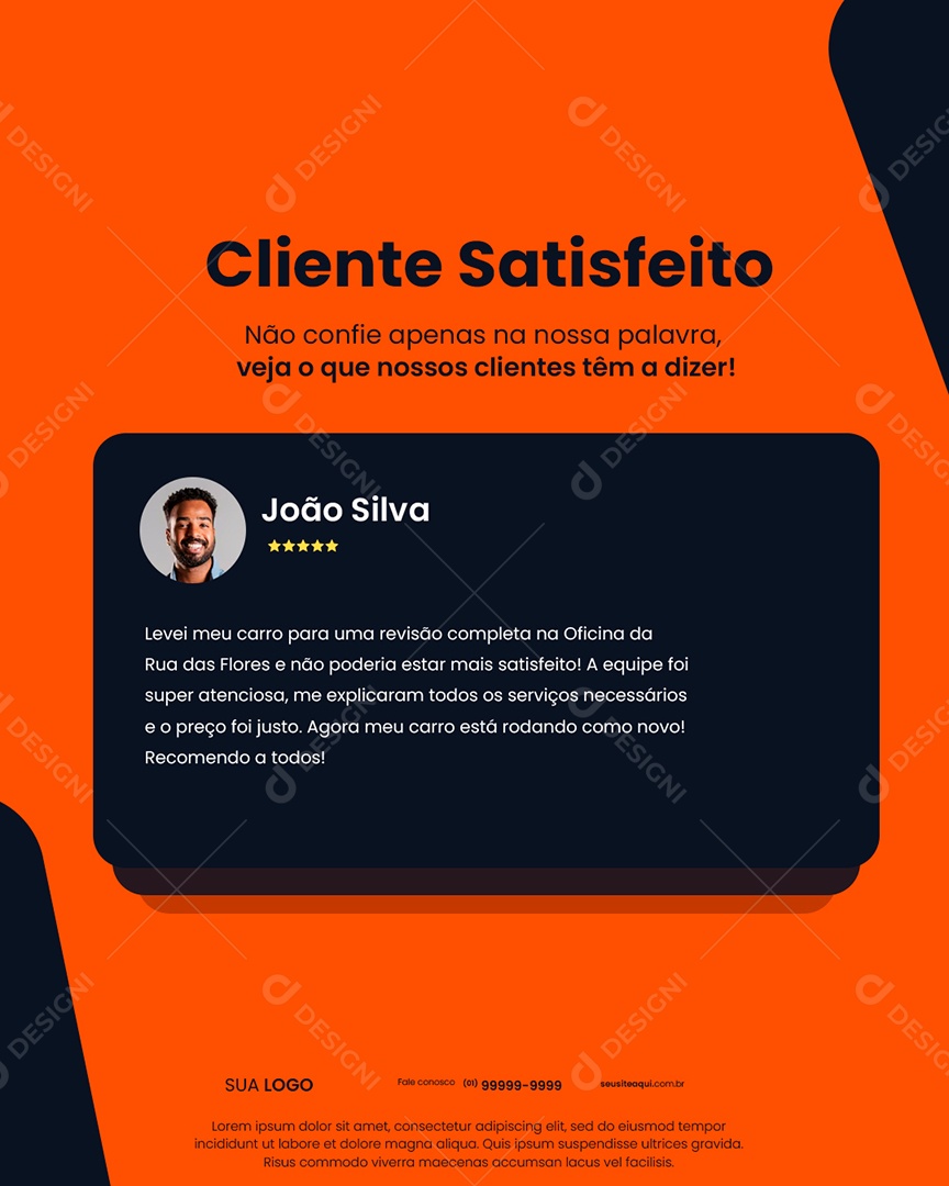 Social Media de Oficina Mecânica Depoimento de Cliente PSD Editável