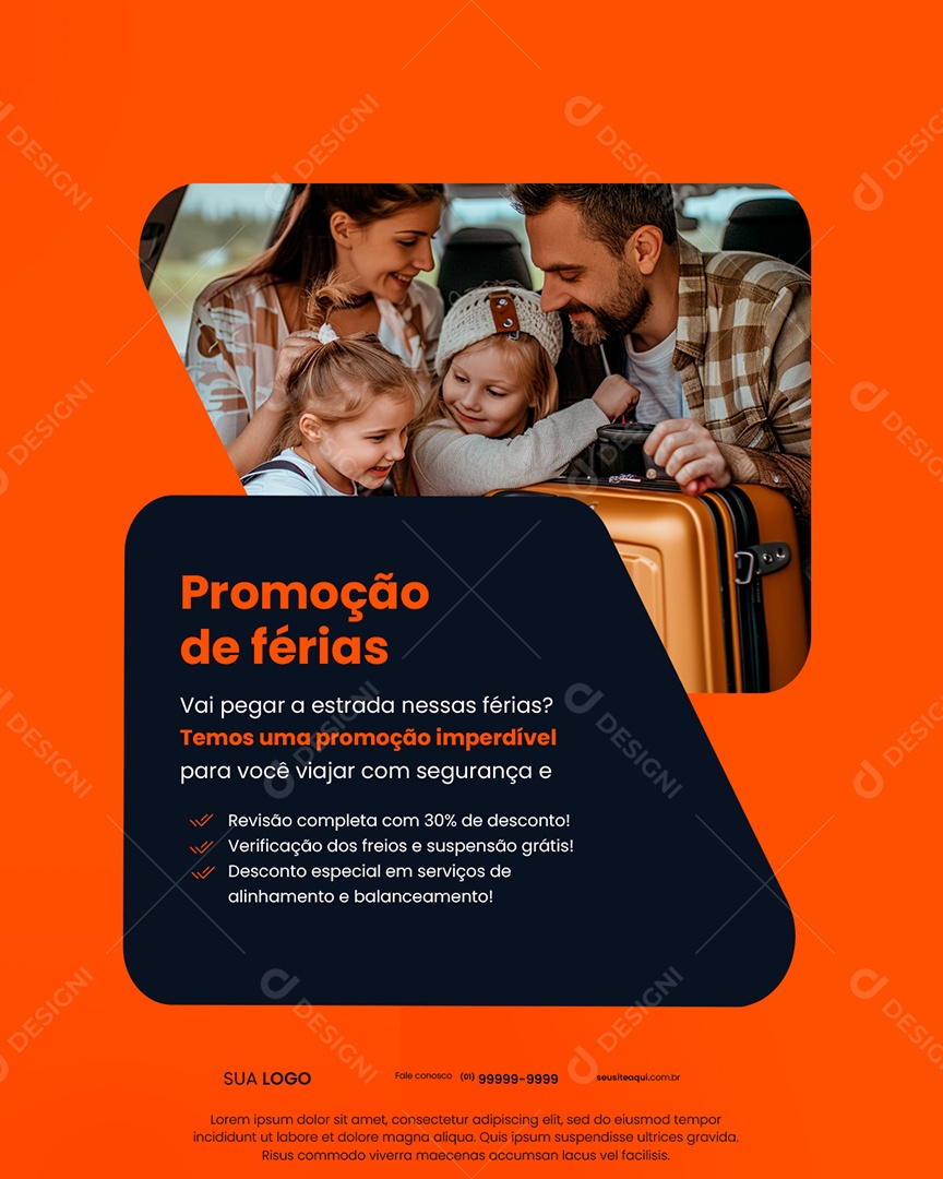 Social Media de Oficina Mecânica Promoção de Férias PSD Editável