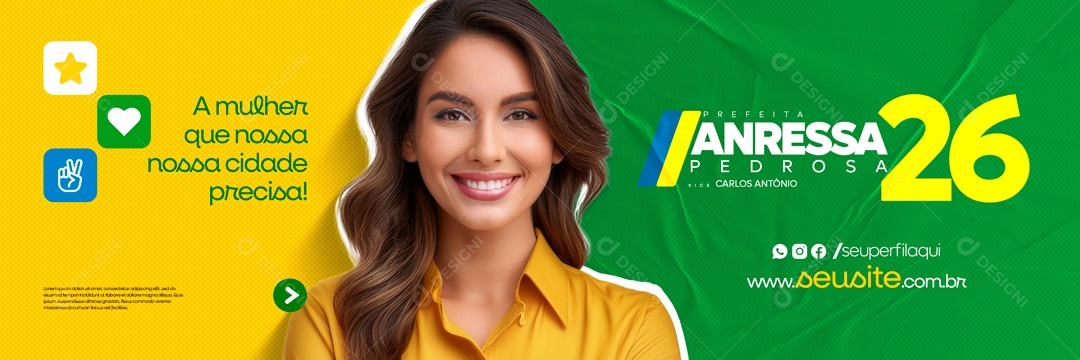 Carrossel Política Prefeita Andressa Pedrosa a mulher que nossa Cidade Precisa Social Media PSD Editável