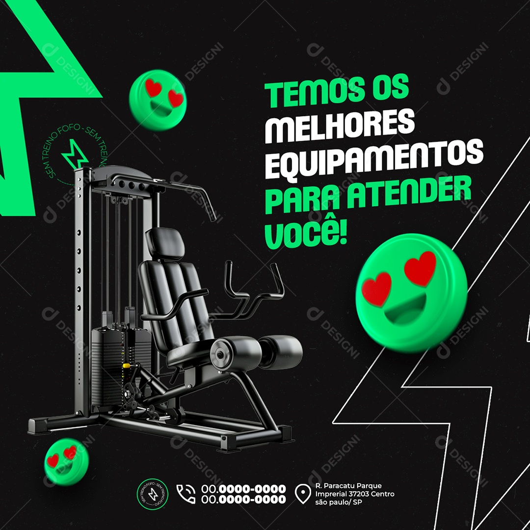 Academia Temos os Melhores Equipamentos Social Media PSD Editável