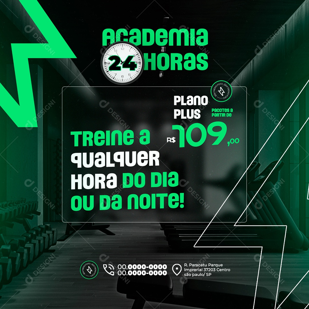 Academia 24 Horas Social Media PSD Editável