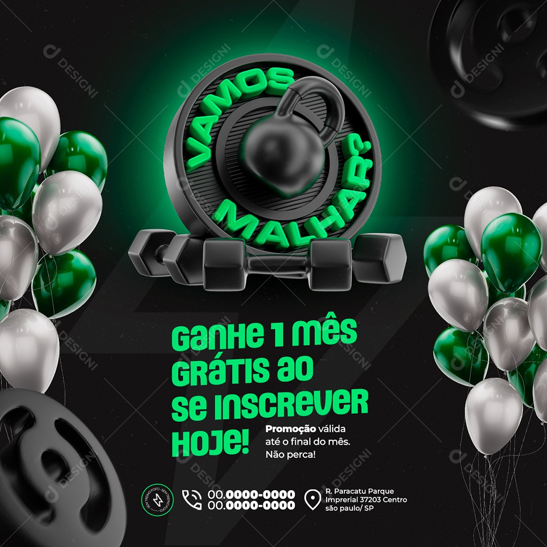 Academia Vamos Malhar Social Media PSD Editável