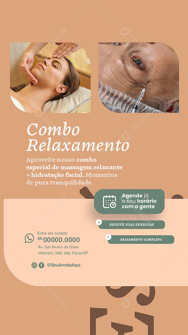 Story Estética Combo Relaxamento Social Media PSD Editável