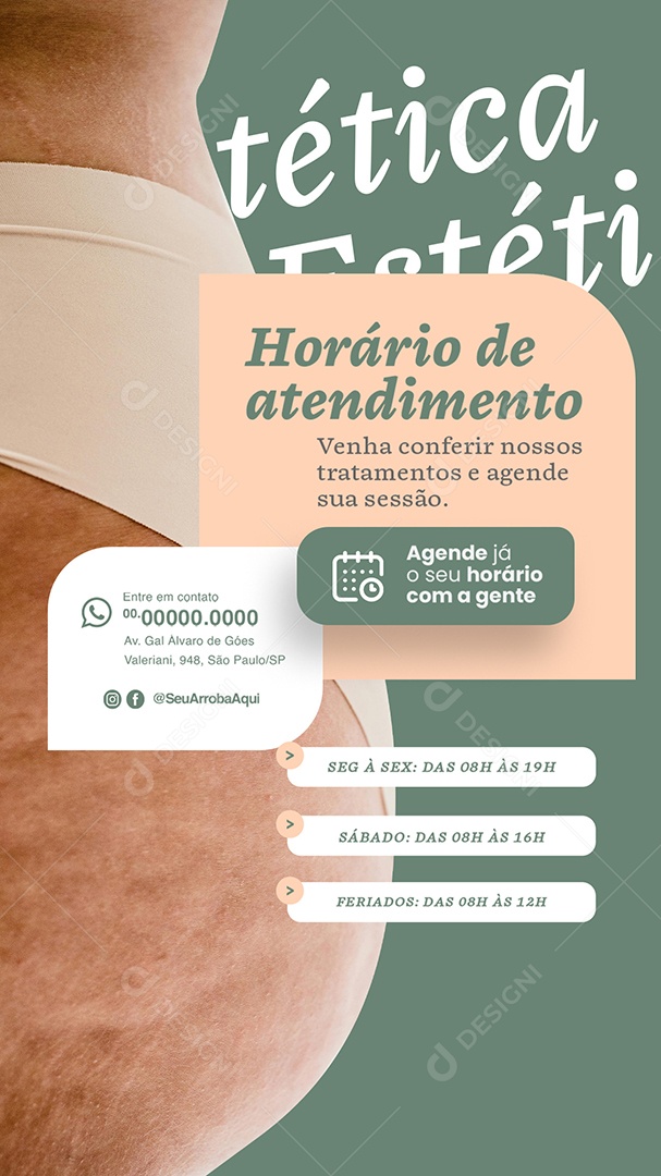 Story Estética Horário de Atendimento Social Media PSD Editável