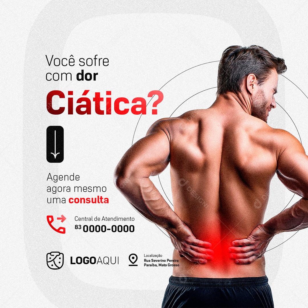 Ortopedista Você Sofre com Dor Ciática Social Media PSD Editável