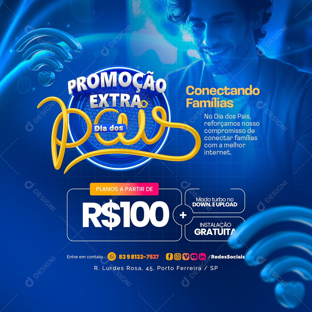 Promoção Extra Dia dos Pais Internet Planos Social Media PSD Editável