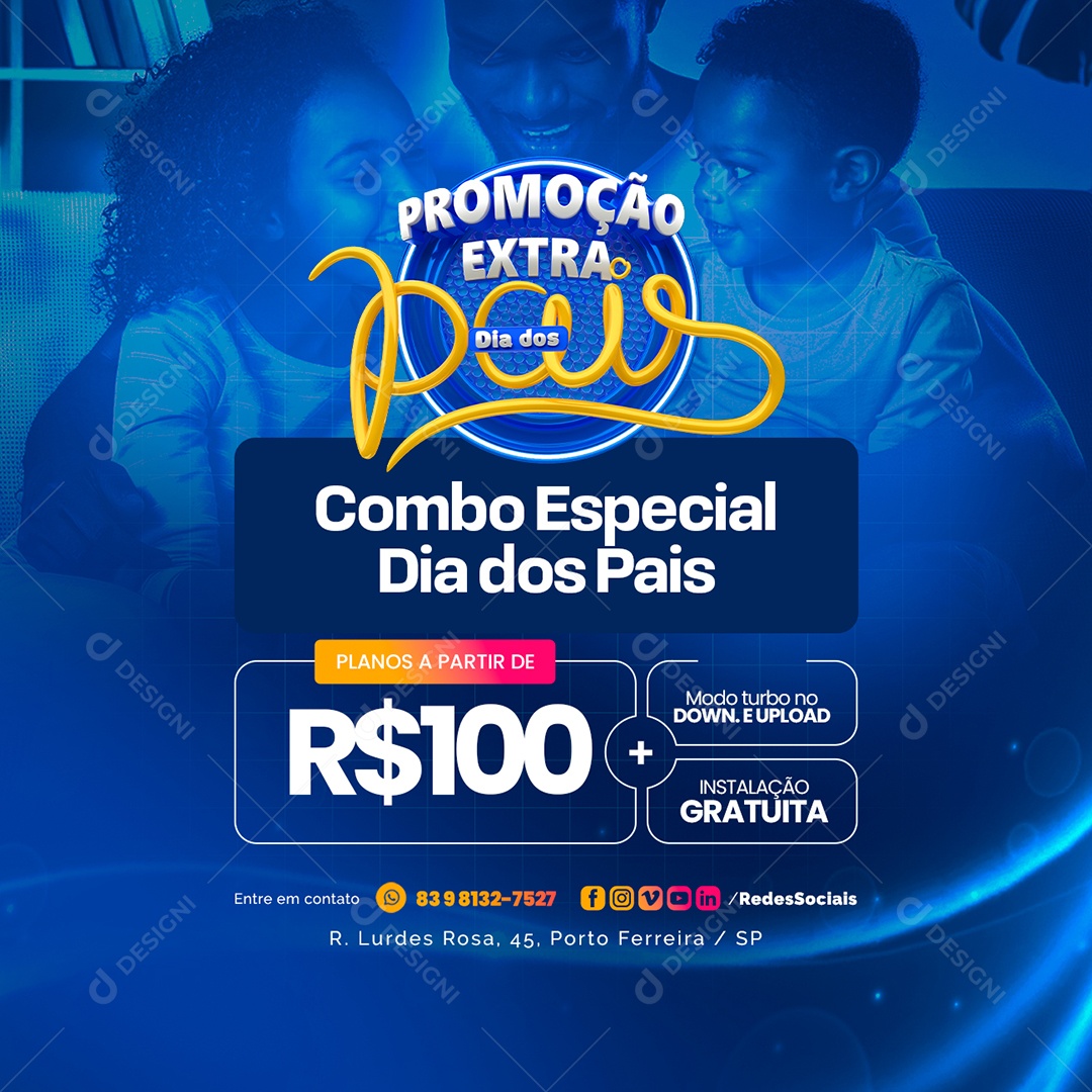 Promoção Extra Dia dos Pais Internet Combo Especial Social Media PSD Editável