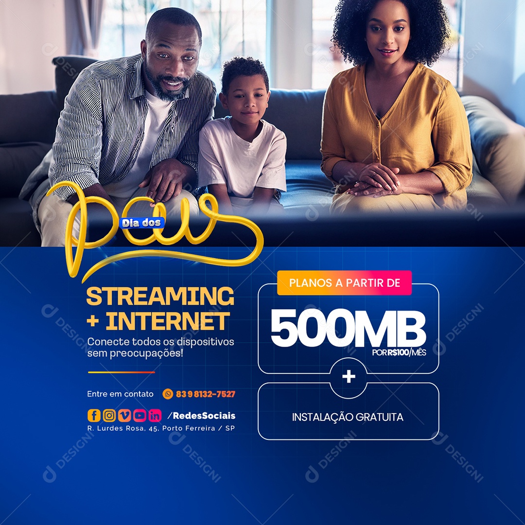Promoção Extra Dia dos Pais Internet Streaming Social Media PSD Editável