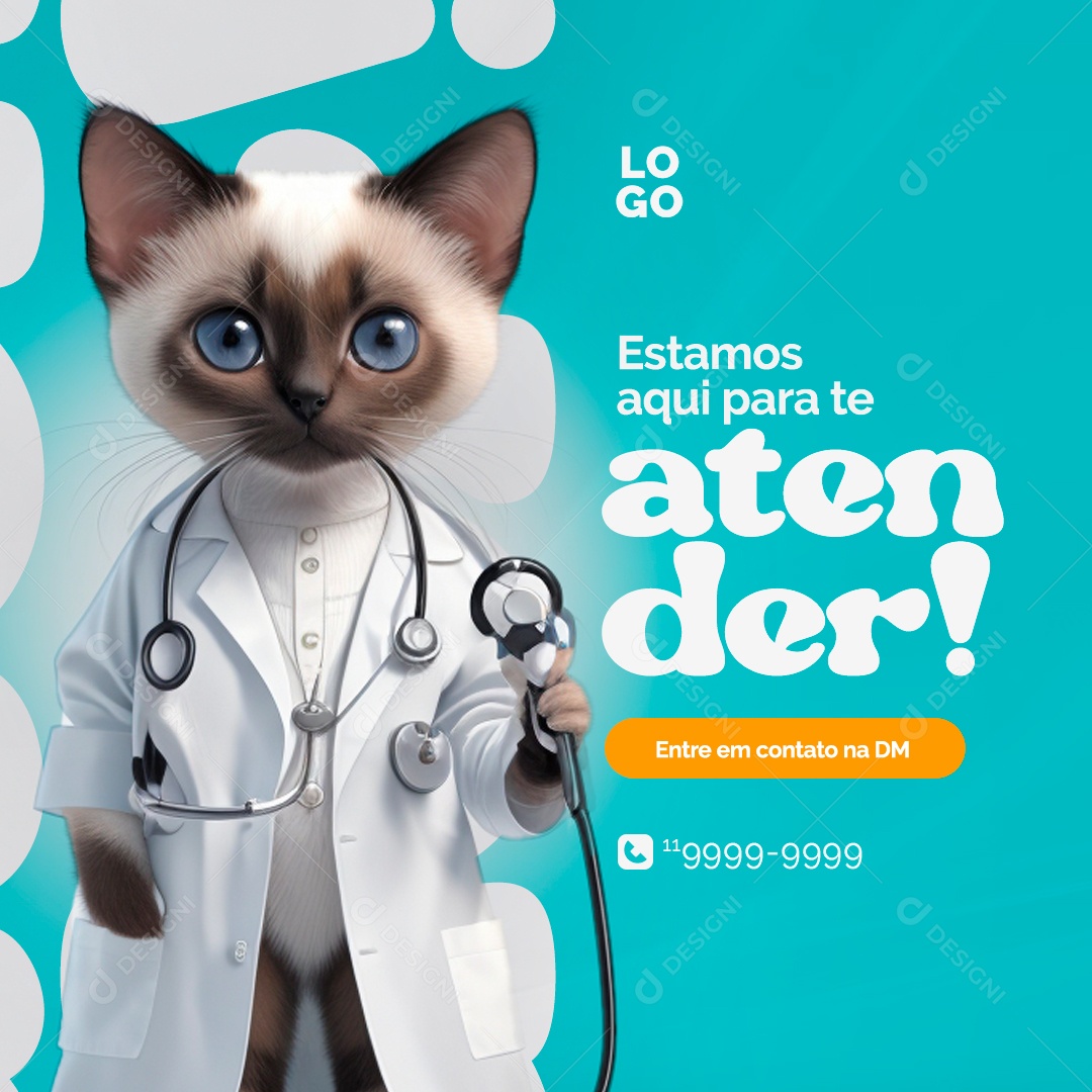 Estamos Aqui para te Atender Social Media PSD Editável