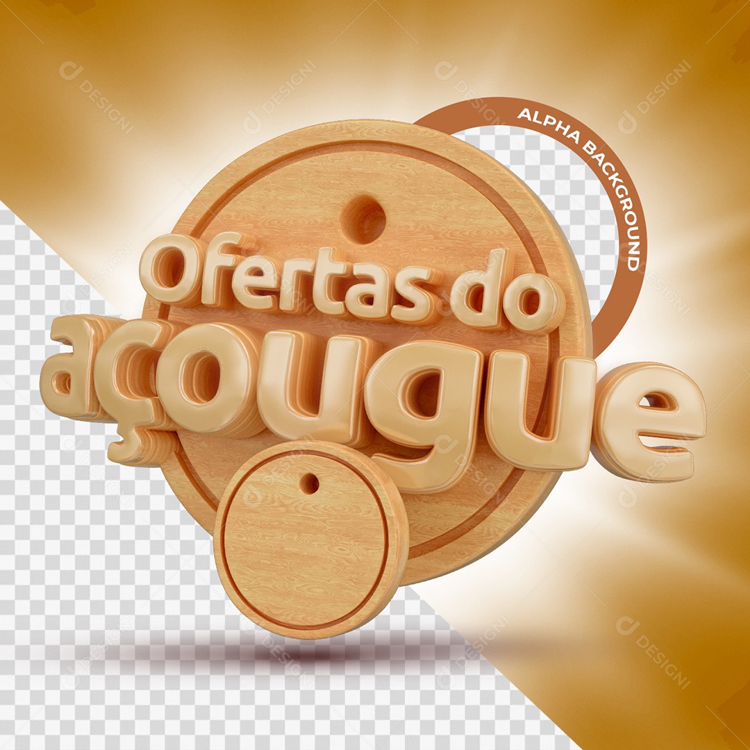 Ofertas do Açougue Selo 3D Dourado para Composição PSD