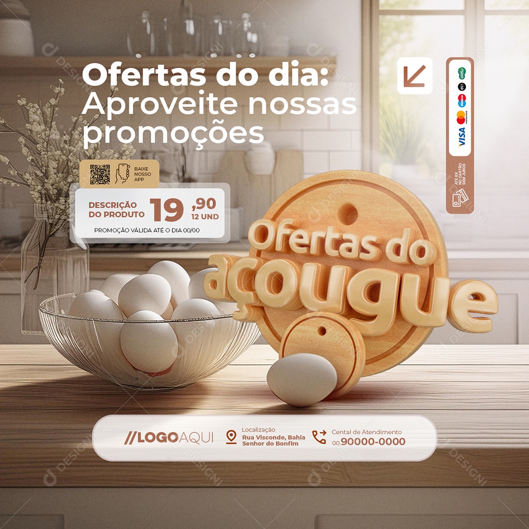 Ofertas do Açougue Aproveite nossas Promoções Social Media PSD Editável