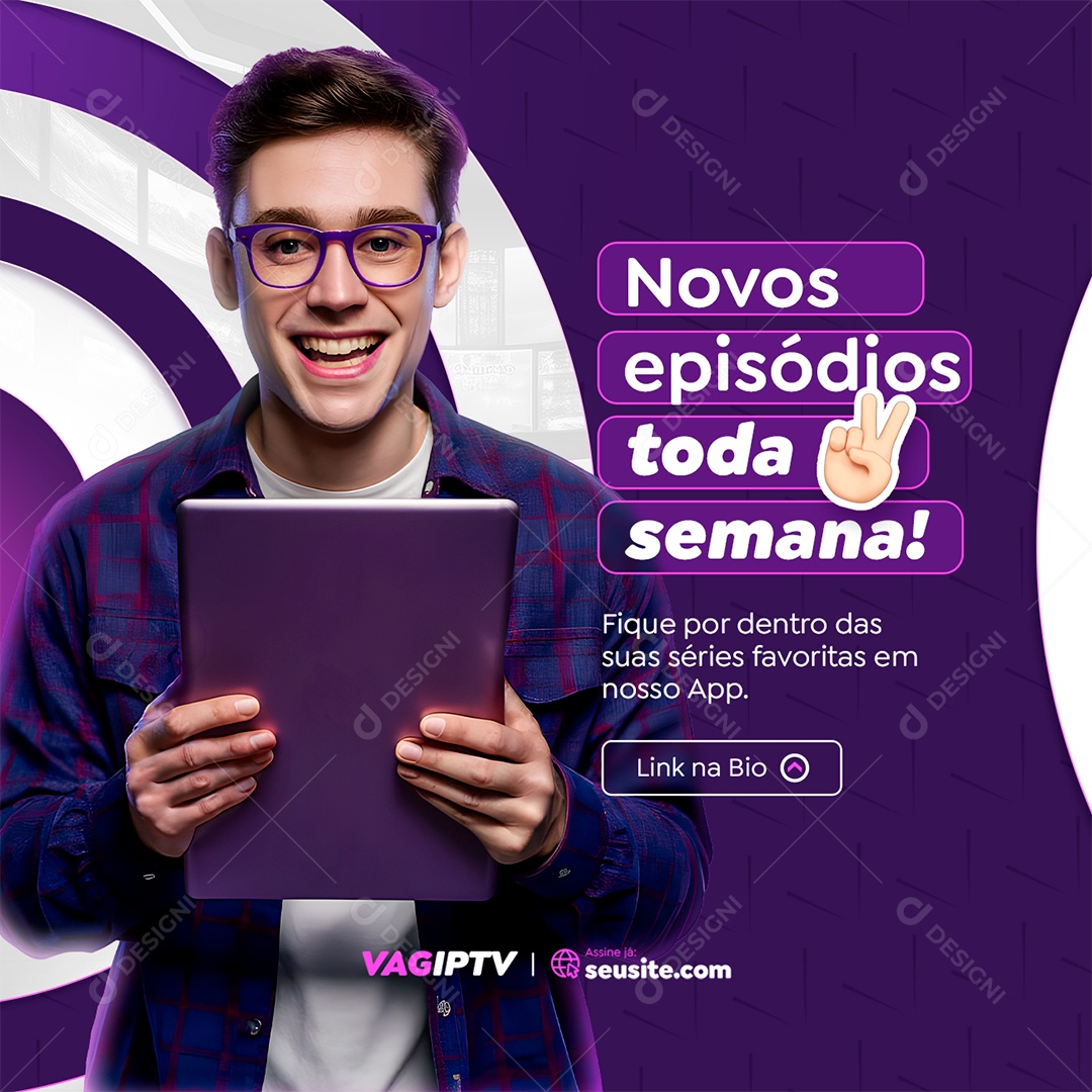 IPTV Novos Episódios toda Semana Social Media PSD Editável
