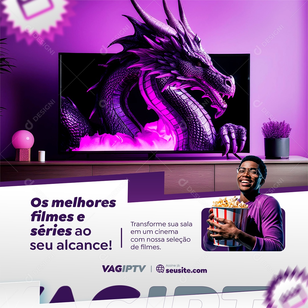IPTV Os Melhores Filmes e Séries Social Media PSD Editável
