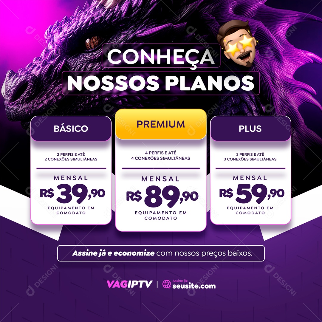 IPTV Conheça Nossos Planos Social Media PSD Editável