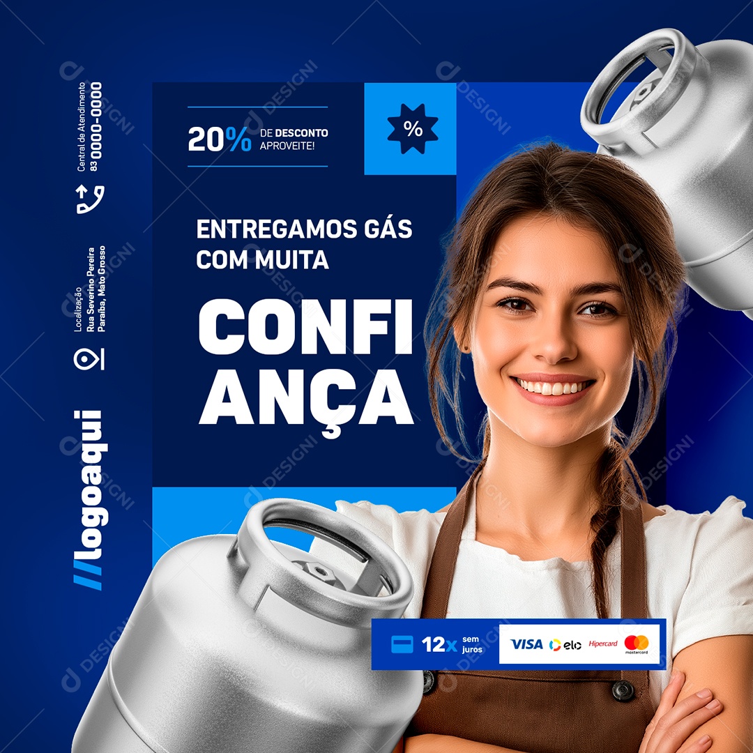 Distribuidora de Gás e Água Entregamos Social Media PSD Editável