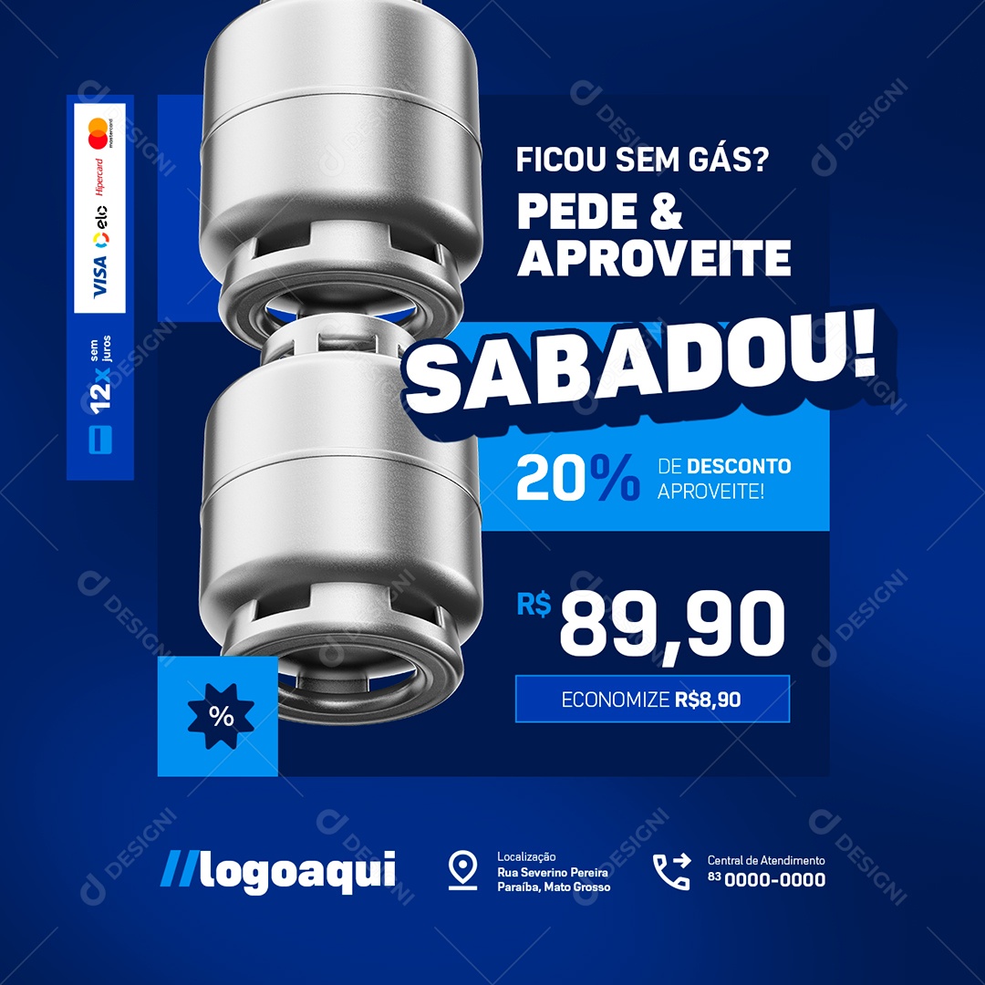 Distribuidora de Gás e Água Ficou Sem Gás Pede Social Media PSD Editável